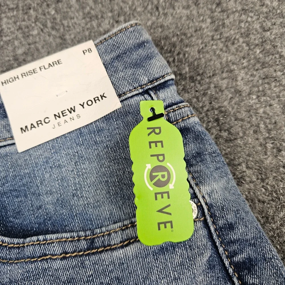 Marc New York High Rise‎ Flare Jeans Medium Wash Front Seam 8P NWT